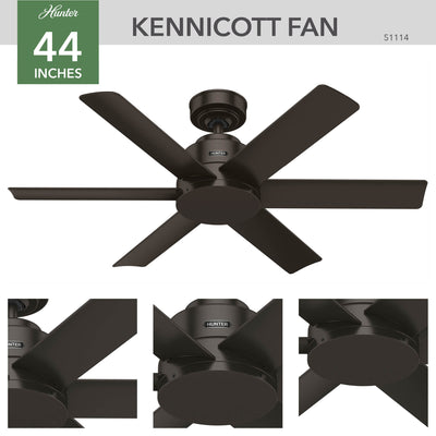 44 inch Kennicott Premier Bronze Damp Rated Ceiling Fan and Wall Control
