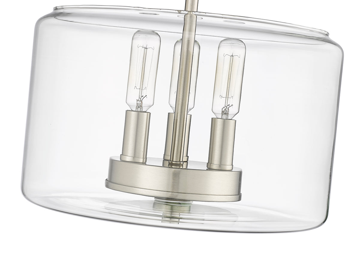 10.6'' Asheville Brushed NickelClear 3 Light Semi-Flush Mount