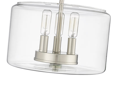 10.6'' Asheville Brushed NickelClear 3 Light Semi-Flush Mount