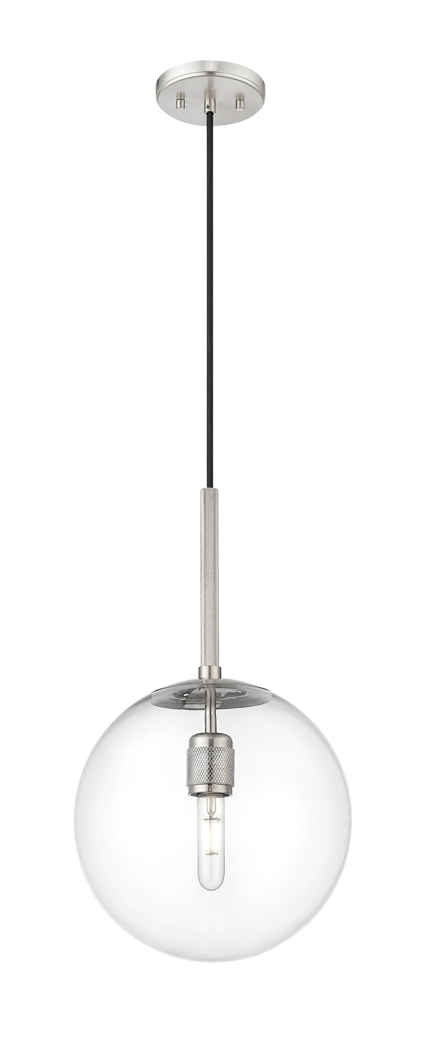 12-inch Kairo Brushed Nickel 1-Light Clear Glass Pendant Light