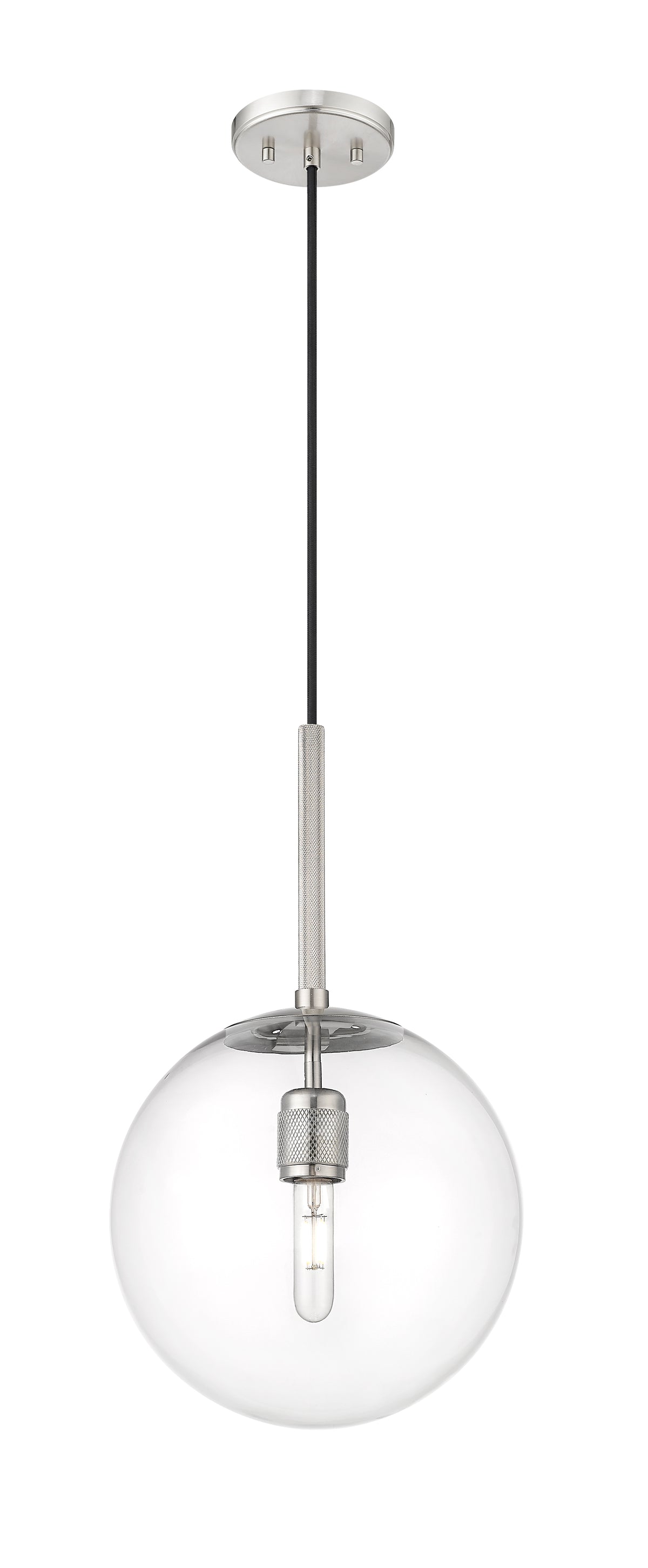 12-inch Kairo Brushed Nickel 1-Light Clear Glass Pendant Light