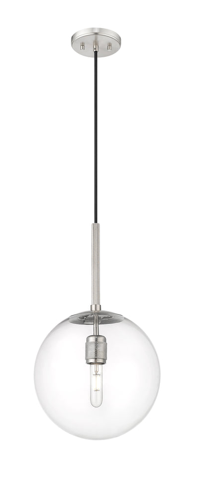 12-inch Kairo Brushed Nickel 1-Light Clear Glass Pendant Light