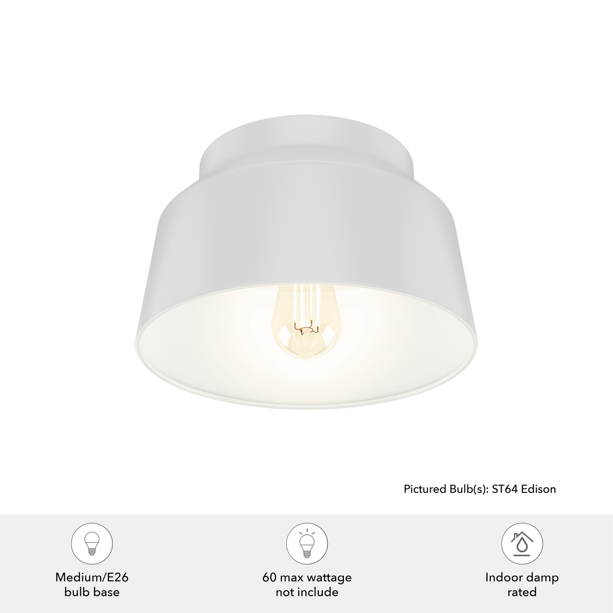 Cranbrook 11.5-inch 1-light Dove Grey Flush Mount Ceiling Light with Metal Shade