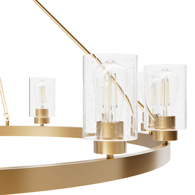 Hartland 44-inch 12-light Alturas Gold Chandelier with Seeded Glass