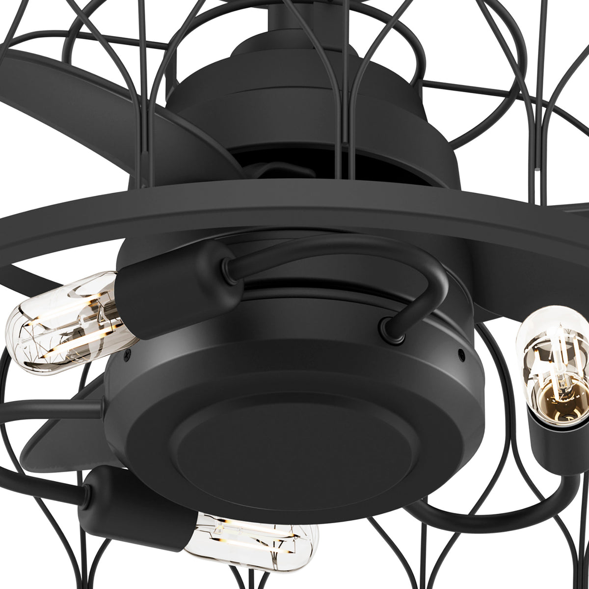 20 inch Rotonda Matte Black Ceiling Fan with LED Light Kit and Handheld Remote