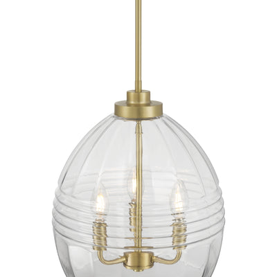 15.25'' Miravelle Vintage Brass 3 Light Pendant