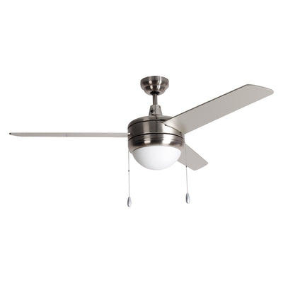 50 Inch Contempo AC Brushed Nickel Reversible Ceiling Fan 3-Blade 2 Lights