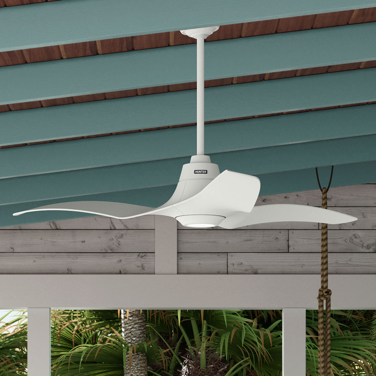 60 inch Arwen ENERGY STAR® Matte White Damp Rated Ceiling Fan with LED Light Kit and Handheld Remote