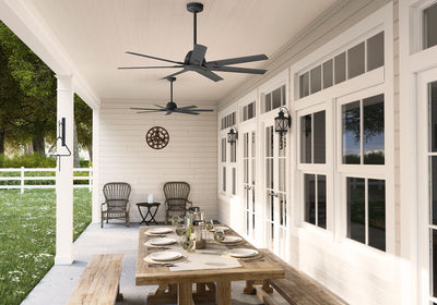 60 inch Downtown ENERGY STAR® Matte Black Damp Rated Ceiling Fan and Wall Control