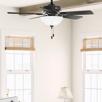44 inch Swanson ENERGY STAR® Matte Black Ceiling Fan with LED Light Kit and Pull Chain