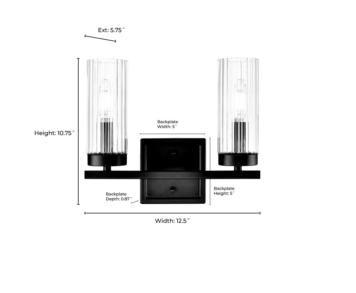 12.5'' Iversen Polished Chrome 2 Light Bath Vanity