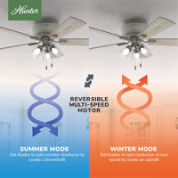 52 inch Crestfield Matte Silver Low Profile Ceiling Fan with LED Light Kit and Pull Chain