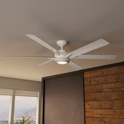 Casablanca 65 inch Melia ENERGY STAR® Fresh White Damp Rated Ceiling Fan with LED Light Kit and Wall Control and Handheld Remote