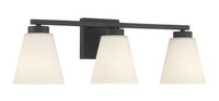22-inch Strayhan Matte Black 3-Light White Frosted Glass Bathroom Vanity Light