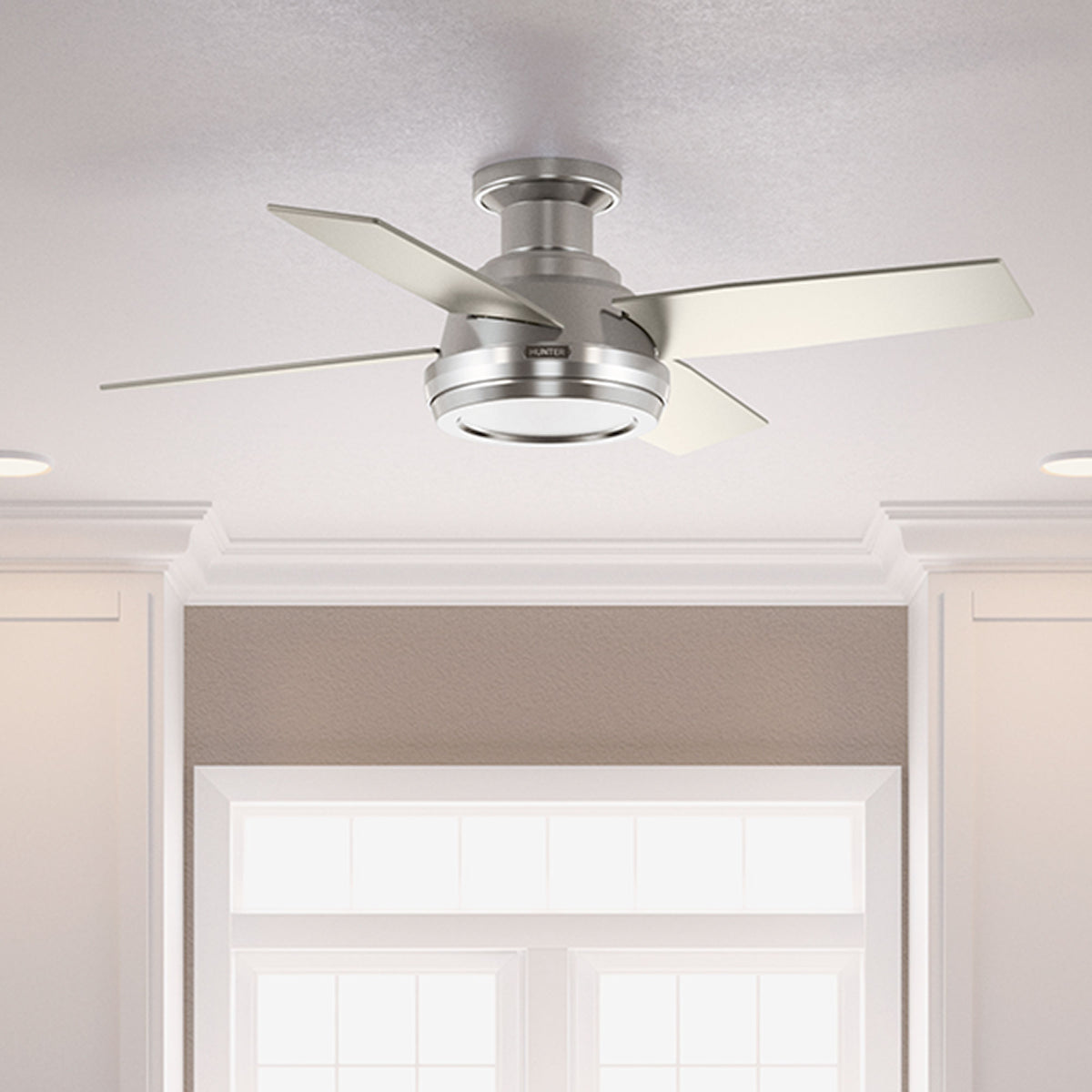 44 inch Dempsey Brushed Nickel Low Profile Ceiling Fan and Handheld Remote