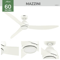 60 inch Mazzini ENERGY STAR® Matte White Damp Rated Ceiling Fan and Handheld Remote