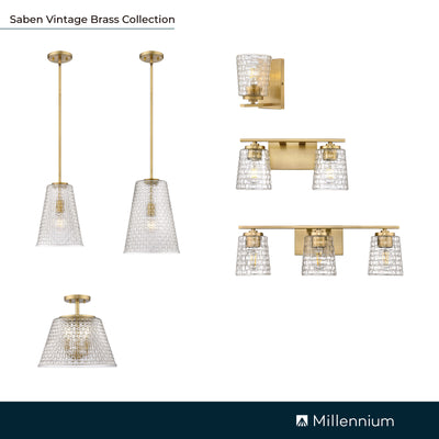 15'' Saben Vintage Brass 2 Light Bath Vanity