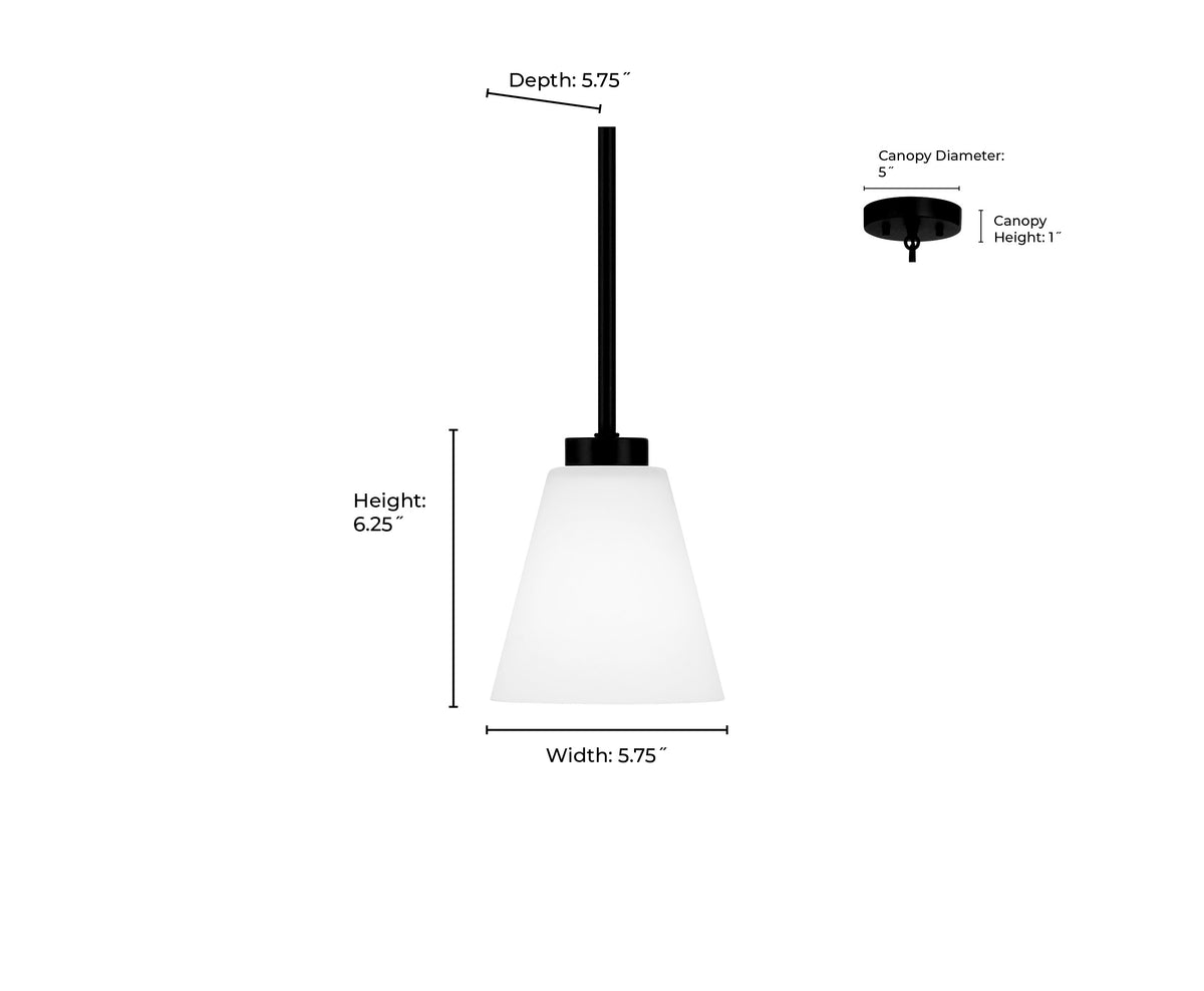5.75-inch Strayhan Brushed Nickel 1-Light White Frosted Glass Pendant Light