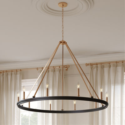 32'' Carruth Matte Black/Modern Gold 10 Light Chandelier