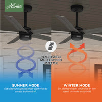 52 inch Burton Matte Black Damp Rated Ceiling Fan and Wall Control