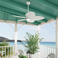 52 inch Tropic View Matte White Damp Rated Ceiling Fan with LED Light Kit and Wall Control