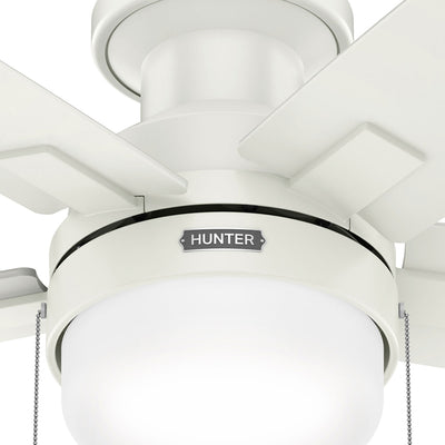 52 inch Anisten Fresh White Low Profile Ceiling Fan with LED Light Kit and Pull Chain