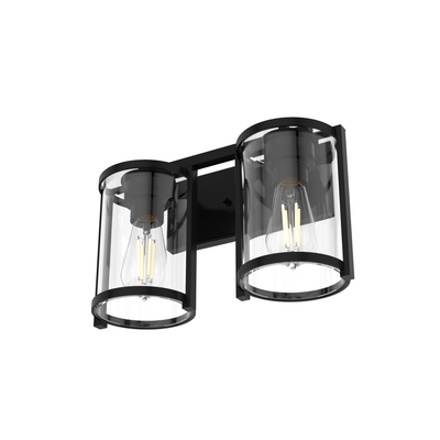 Astwood 15.5-inch 2-light Matte Black Vanity Light with Clear Glass