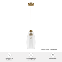 Rossmoor 7-inch 1-light Luxe Gold Pendant with Clear Fluted Glass