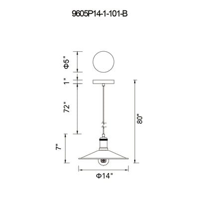 Brave 1 Light Black Mini Pendant