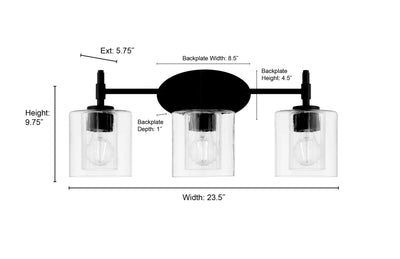 23.5'' Solventa Matte Black 3 Light Bath Vanity