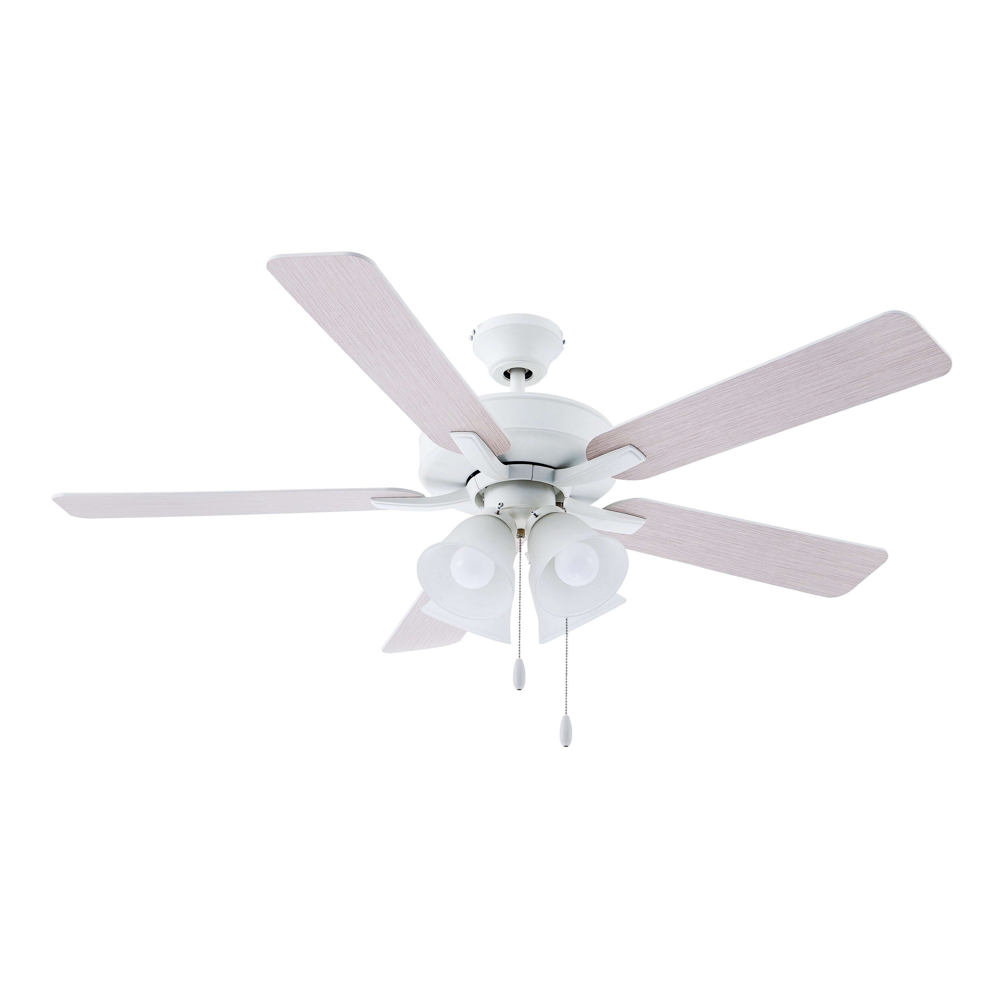 52 Inch Marisella AC Alabaster White Indoor Ceiling Fan 5-Blade 4 Lights Reversible