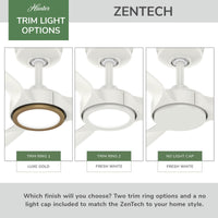 44 inch Zentech Wi-Fi ENERGY STAR® Fresh White Damp Rated Ceiling Fan with LED Light Kit and Handheld Remote