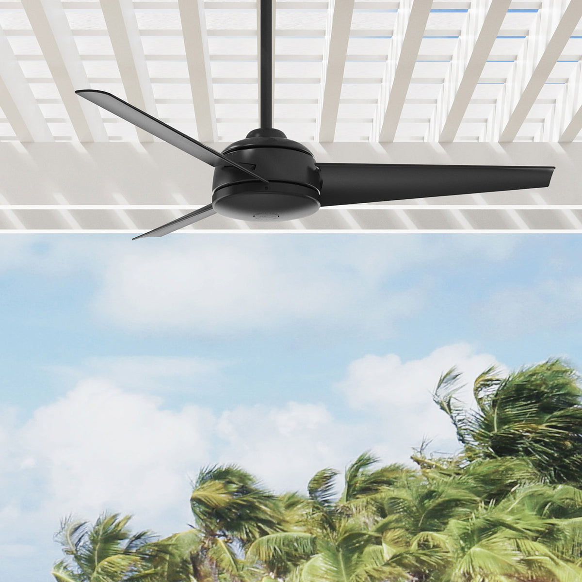 52 inch Trimaran Matte Black WeatherMax Indoor / Outdoor Ceiling Fan and Wall Control