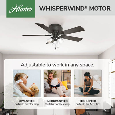 52 inch Crestfield Noble Bronze Low Profile Ceiling Fan with LED Light Kit and Pull Chain