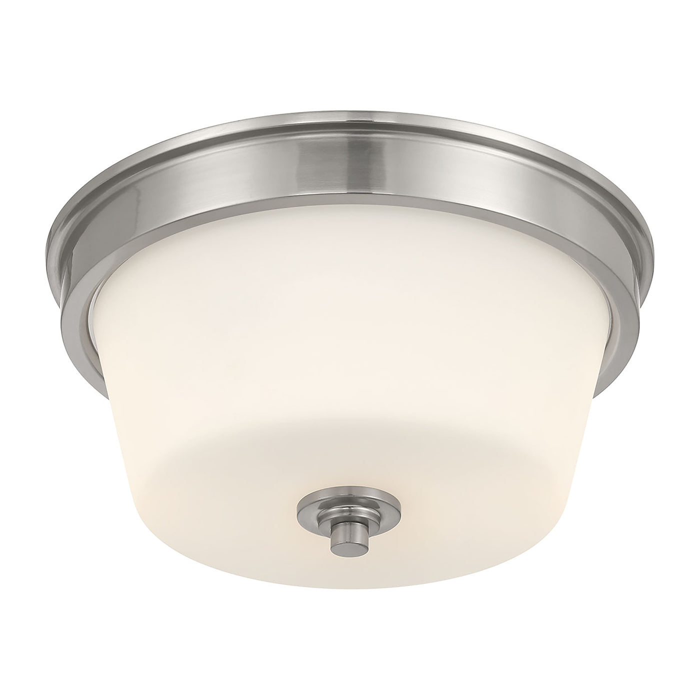 13-inch Strayhan Brushed Nickel 2-Light White Frosted Glass Flush Mount Ceiling Light