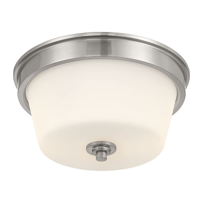 13-inch Strayhan Brushed Nickel 2-Light White Frosted Glass Flush Mount Ceiling Light