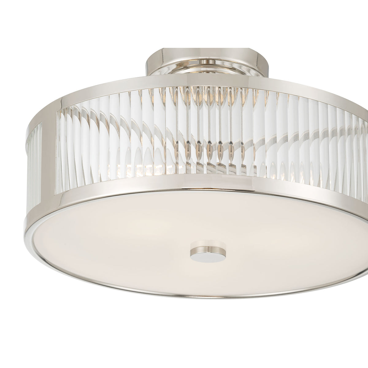 8.75'' Ardezia Polished NickelClear Ribbed 3 Light Semi-Flush Mount