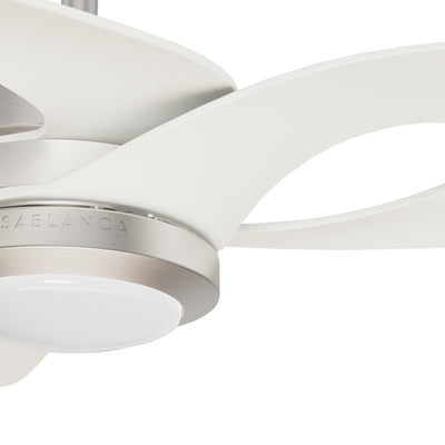 Casablanca 60 inch Inez ENERGY STAR® Brushed Nickel Damp Rated Ceiling Fan with LED Light Kit and Wall Control and Handheld Remote