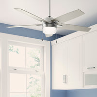 52 inch Anisten Brushed Nickel Ceiling Fan with LED Light Kit and Pull Chain