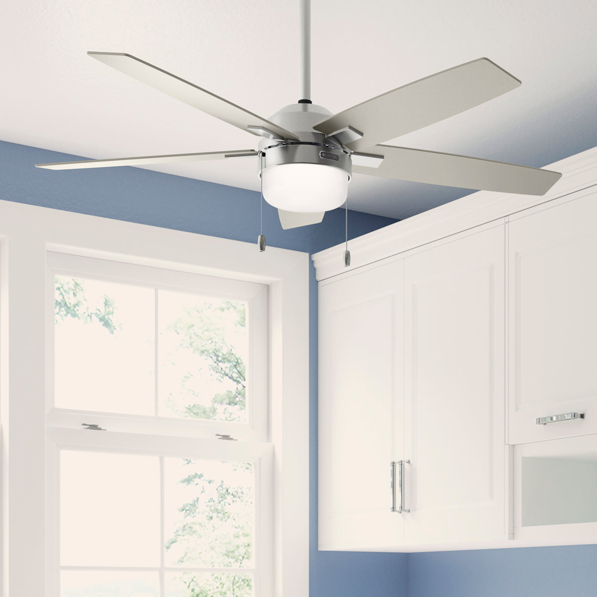 52 inch Anisten Brushed Nickel Ceiling Fan with LED Light Kit and Pull Chain