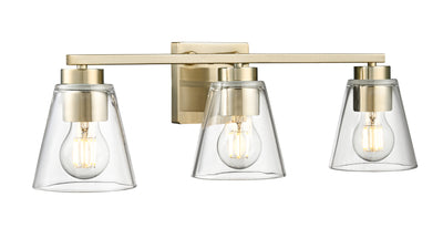 22-inch Strayhan Modern Gold 3-Light Clear Glass Bathroom Vanity Light