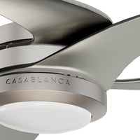 Casablanca 60 inch Inez ENERGY STAR® Brushed Nickel Damp Rated LED Ceiling Fan with Wall Control and Handheld Remote