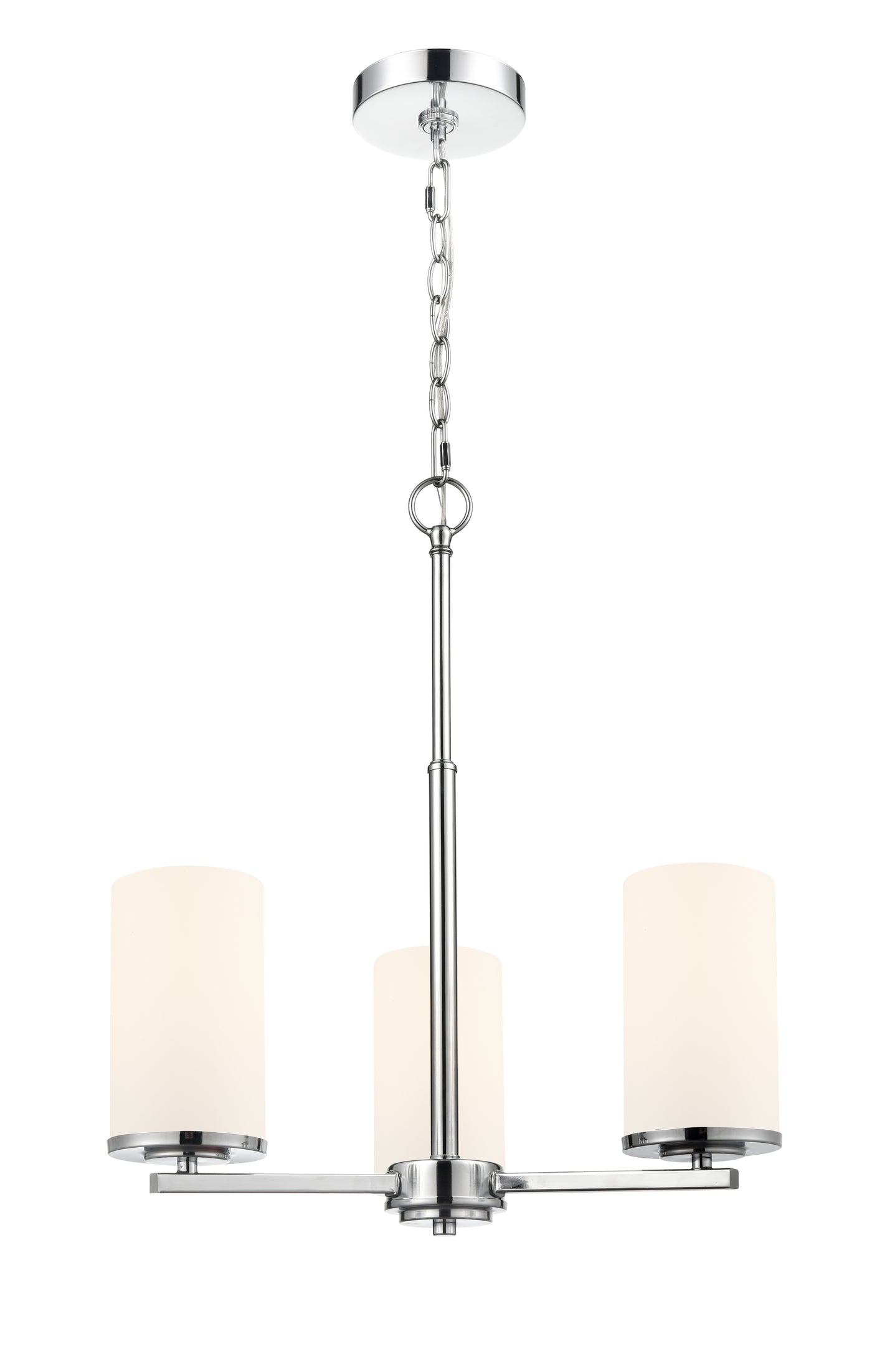 19-inch Verlana Chrome 3-Light Etched White Glass Chandelier