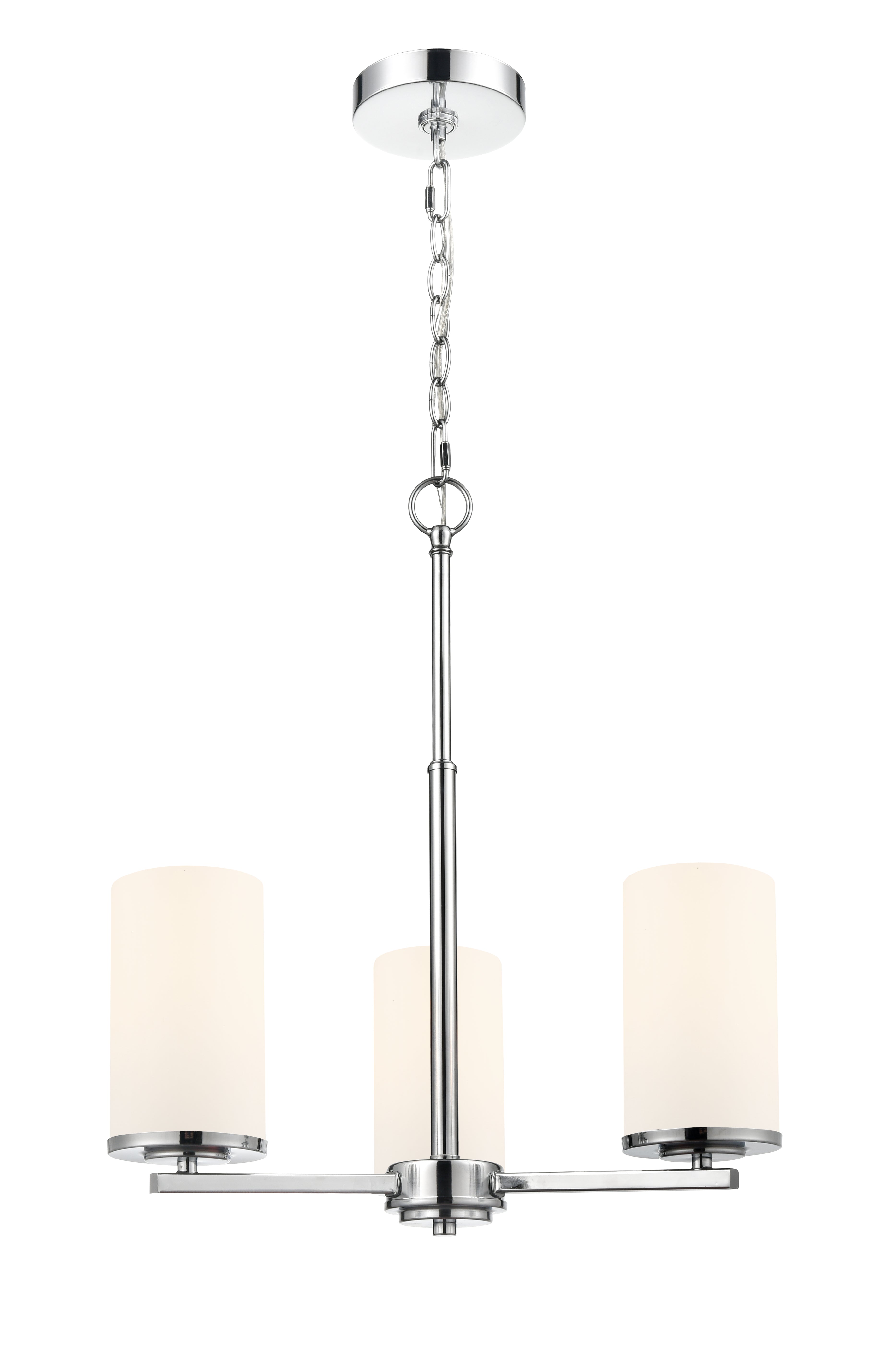 19-inch Verlana Chrome 3-Light Etched White Glass Chandelier