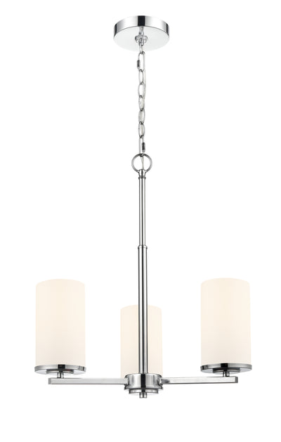 19-inch Verlana Chrome 3-Light Etched White Glass Chandelier