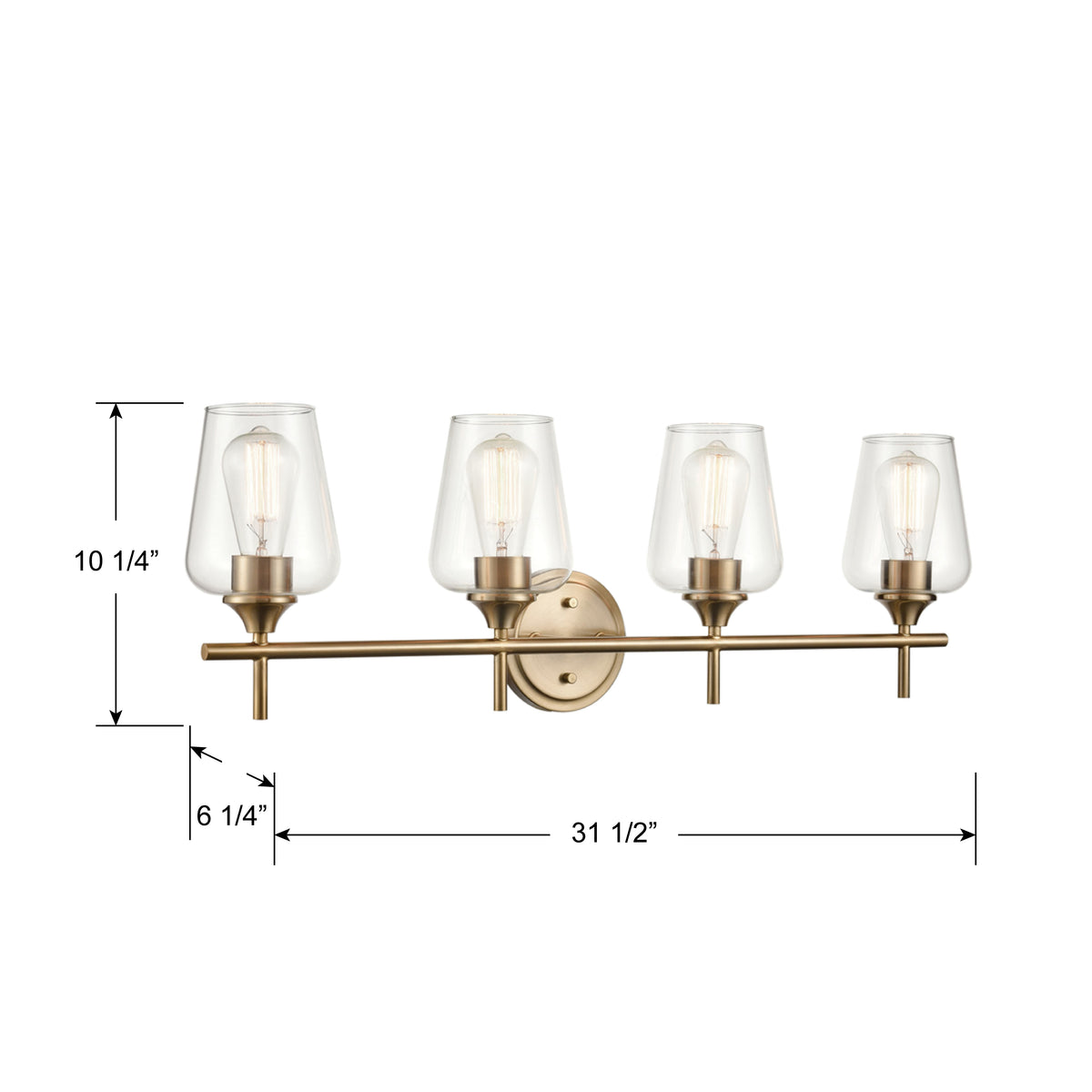 31'' Ashford Modern Gold 4 Light Bath Vanity