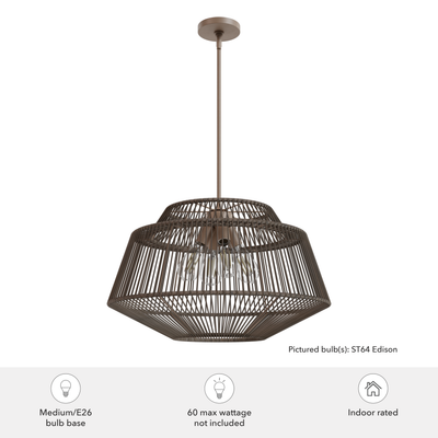 Brookhollow 24.5-inch 4-light Sable Rattan and Sable Pendant with Rattan Shade