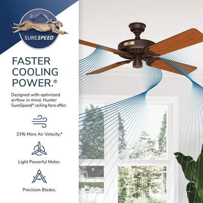 52 inch Original Chestnut Brown Damp Rated Ceiling Fan and Pull Chain