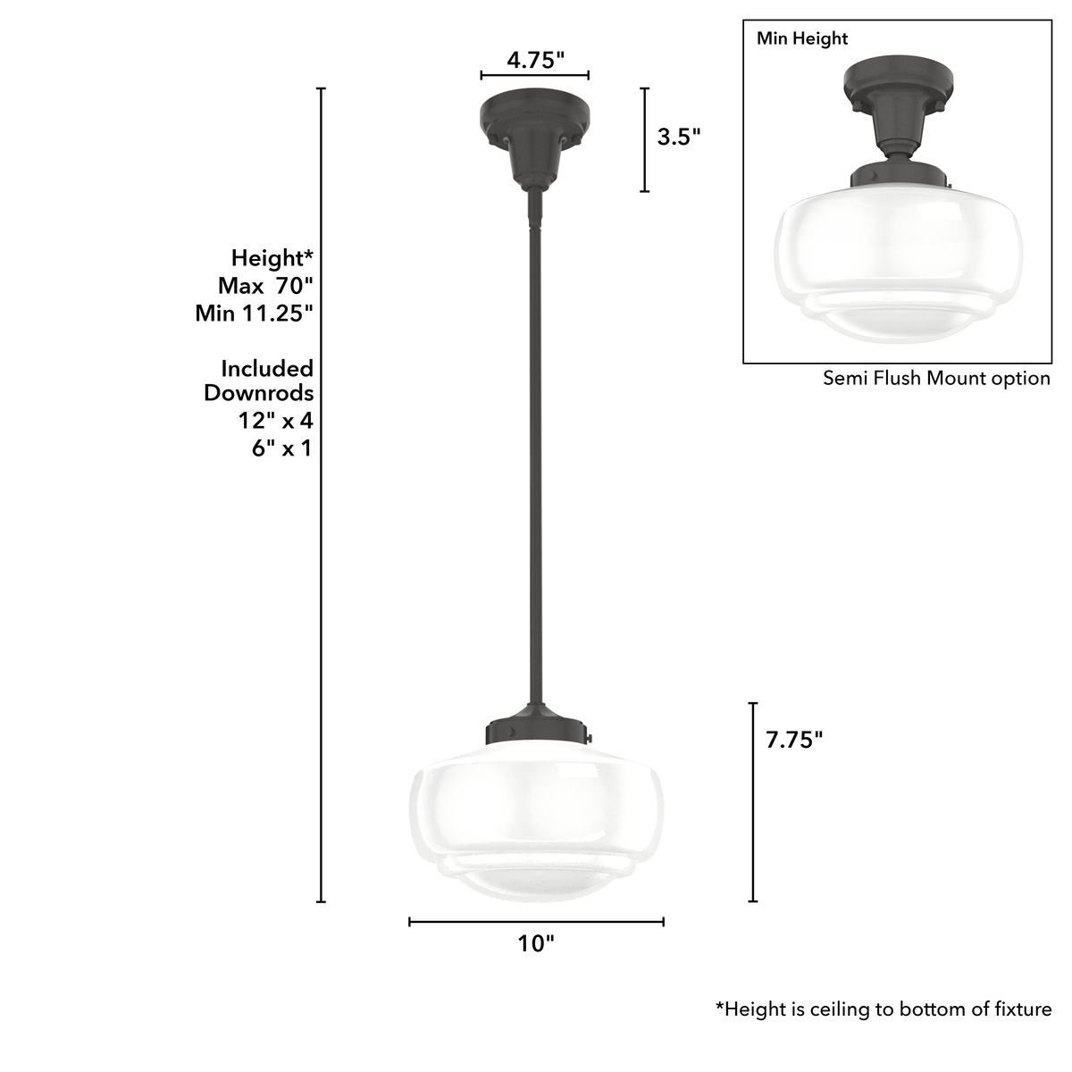Saddle Creek 10-inch 1-light Noble Bronze Schoolhouse Pendant with Cased White Glass
