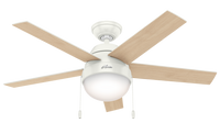 46 inch Anslee Fresh White Ceiling Fan with LED Light Kit and Pull Chain